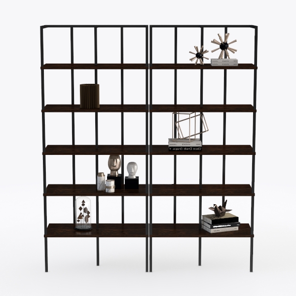 Bookshelf 6 Tier Industrial Bookshelf with 17