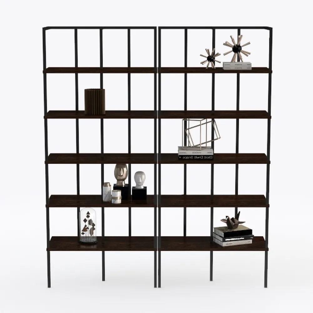 Bookshelf 6 Tier Industrial Bookshelf with 17