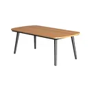 Minimalist Solid Wood Metal Coffee Table 3D Model Left 45 Degree View