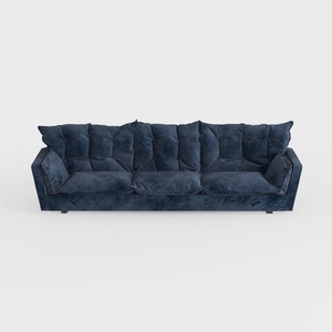 Navy Velvet Tufted Extra Large Modern Sofa 3D Model