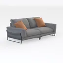 Modern Minimalist Grey Fabric Metal Leg Loveseat Sofa 3D Model Right 45 Degree View
