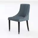 Modern Blue Velvet Upholstered Dining Armchair 3D Model Left 45 Degree View