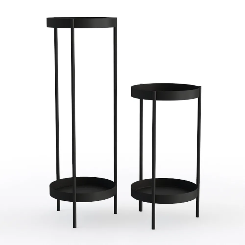 Round Side Table Set of 2, 2-Tier End Table, Small