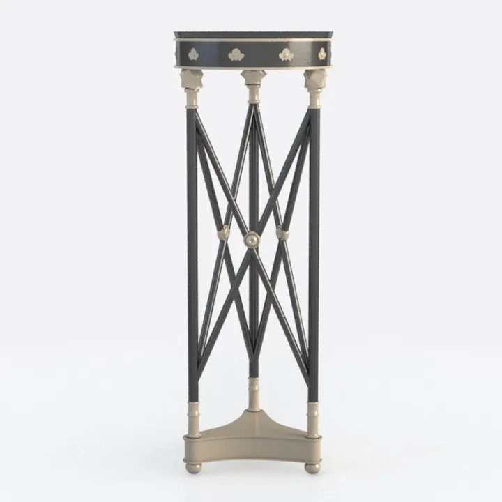 Vintage Two Tone Metal Wood Accent Pedestal Stand 3D Model