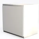 Minimalist Modern Solid Wood Cabinet with Black Metal Base 3D Model Left 45 Degree View