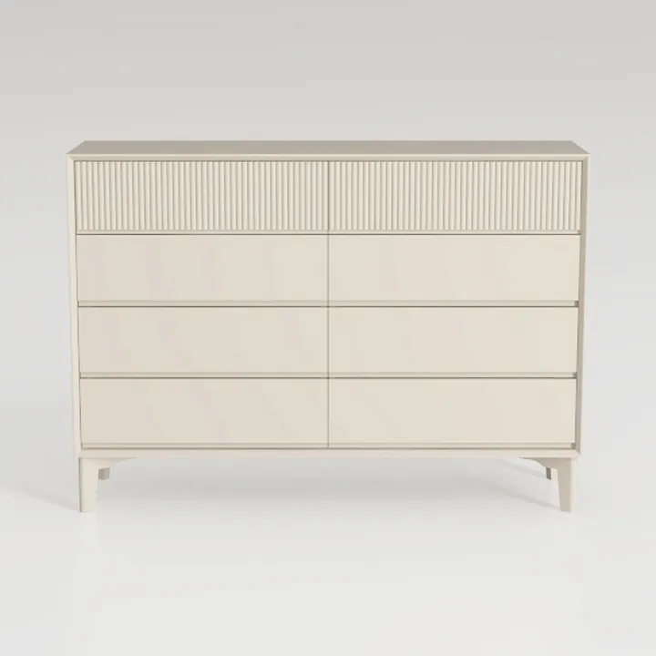 Minimalist Fluted Solid Wood 6 Drawer Dresser 3D Model