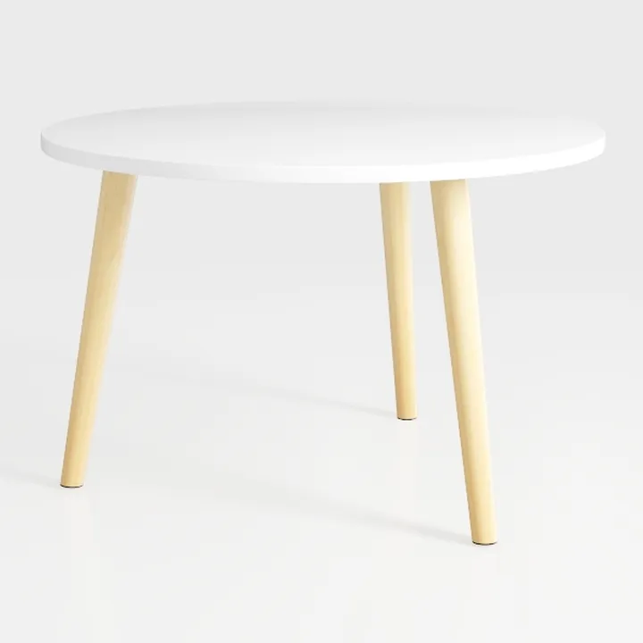 Round Coffee Table Low Table with 3 Solid Wood 