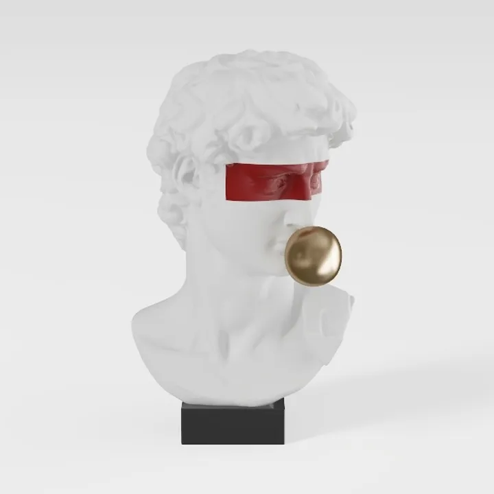 Minimalist Modern White Resin David Bust Sculpture Decor 3D Model