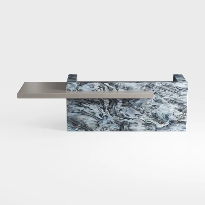 Oryn Modern White Grey Stone 62 in. Double Pedesta