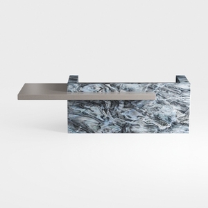 Oryn Modern White Grey Stone 62 in. Double Pedesta