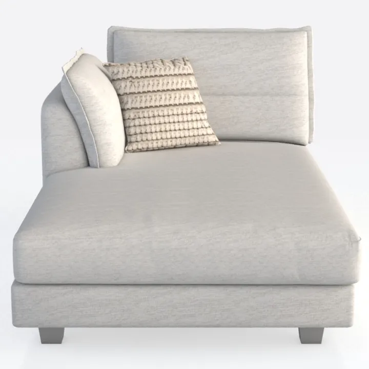 Minimalist Light Gray Fabric Chaise Lounge with Decorative Throw Pillows 3D Model