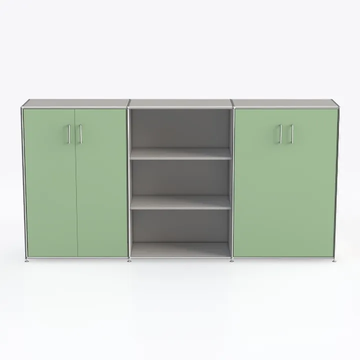 Minimalist Metal and Green Laminate Office Storage Cabinet 3D Model