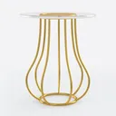 Modern Gold Metal Glass Top Side End Table 3D Model Right 45 Degree View