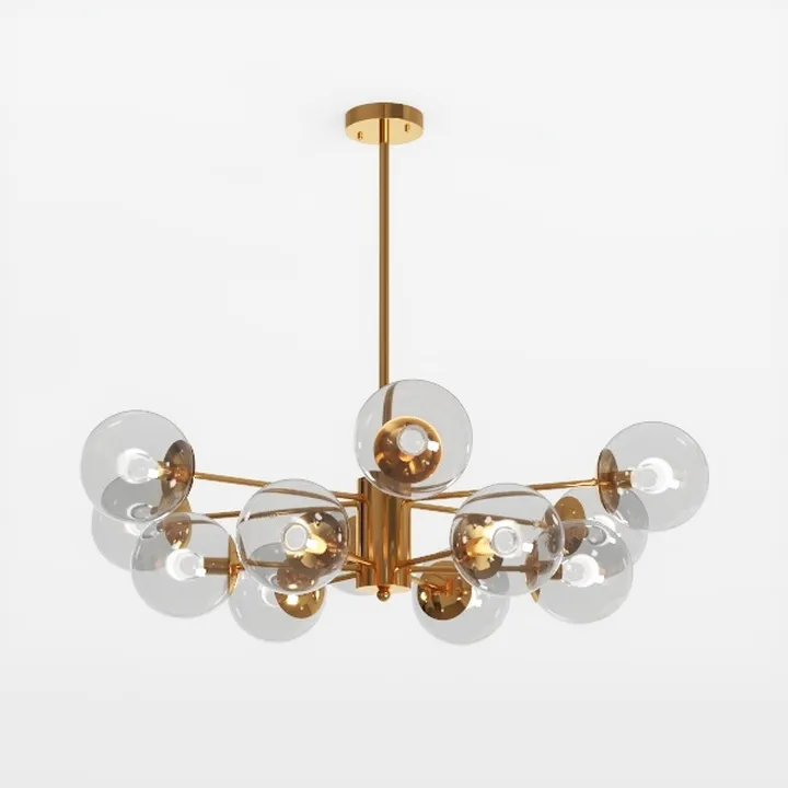 Modern Brass Glass Sputnik Chandelier 3D Model