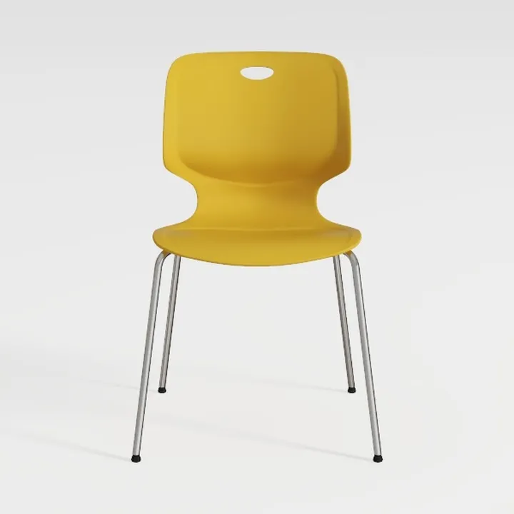 Modern Yellow Plastic Metal Stacking Dining Chair 3D Model