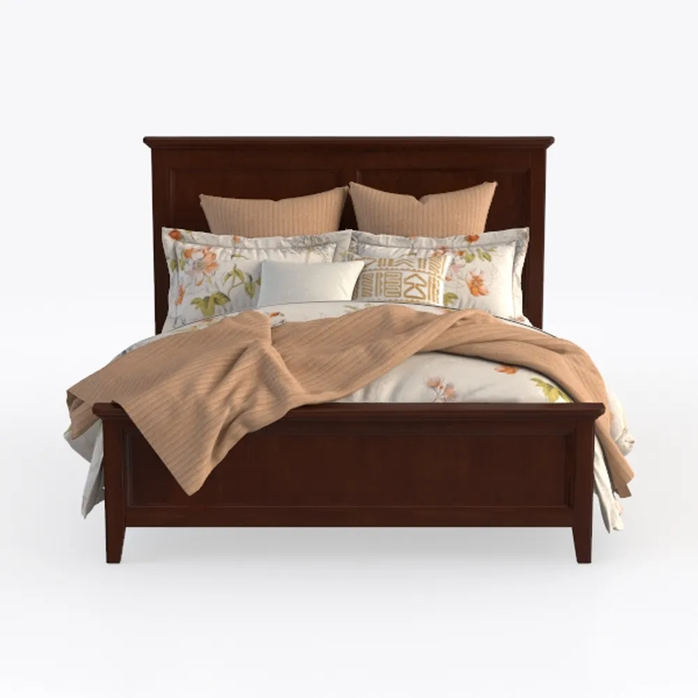 Benzara RYLA Queen Size Bed, Sleigh Panel Headboar