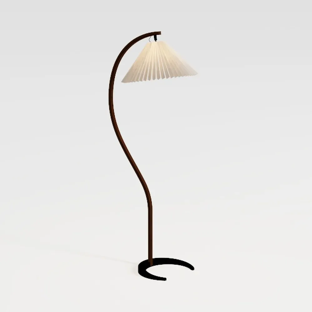 MIXL-Pleated Floor Lamp with Foot Switches,Gold