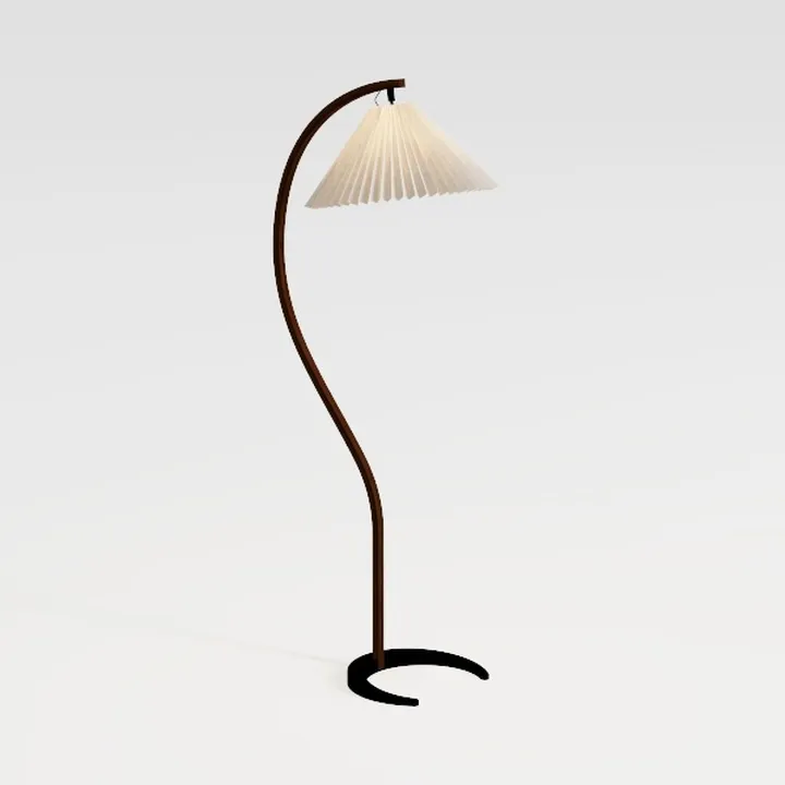 MIXL-Pleated Floor Lamp with Foot Switches,Gold