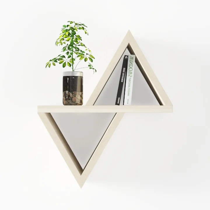 Minimalist Solid Wood Geometric Floating Wall Shelf 3D Model