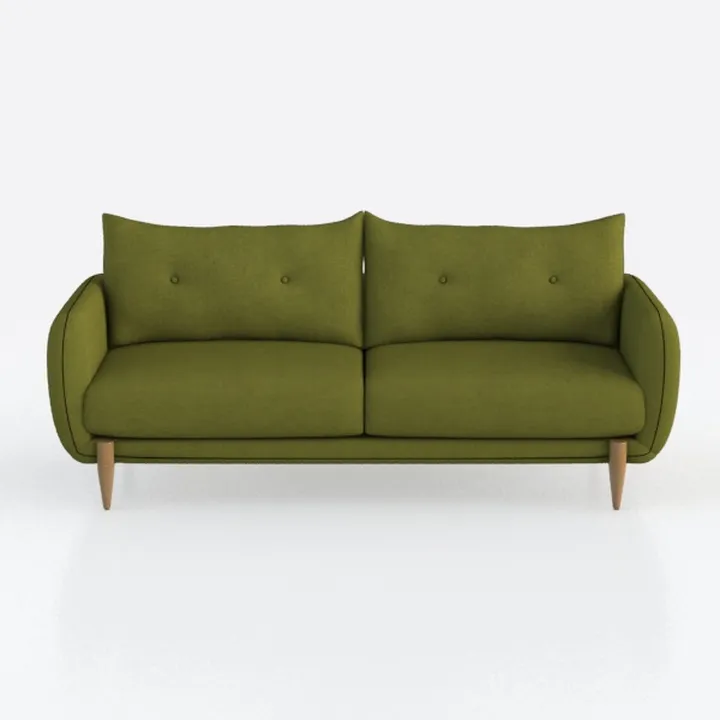 Mid-Century Olive Green Fabric Loveseat Sofa 3D Model