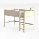 Full Loft Bed with Guard Rail & Ladder,No Box Spri Left 45 Degree View