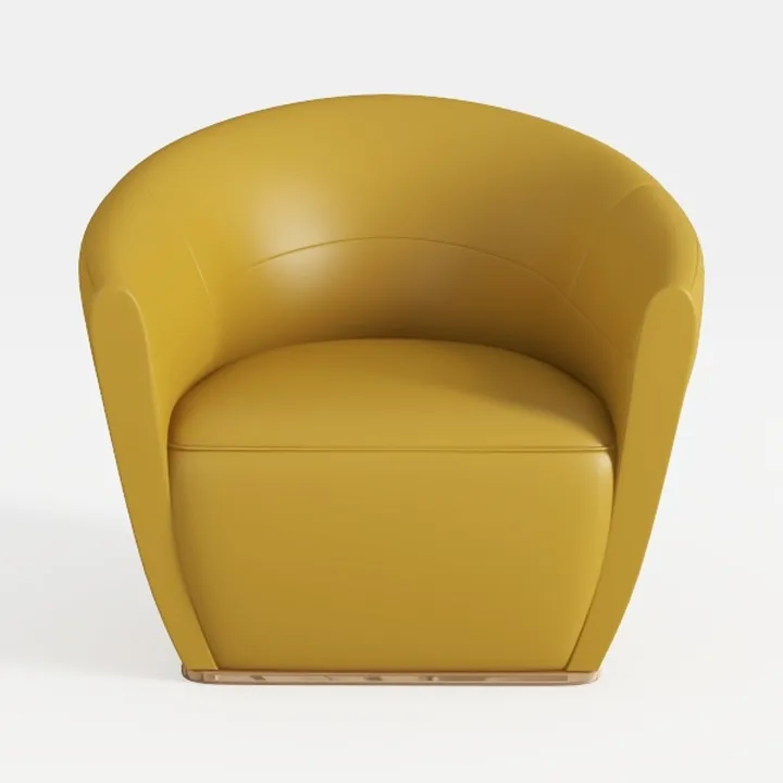 Modern Minimalist Mustard Leather Accent Armchair 3D Model