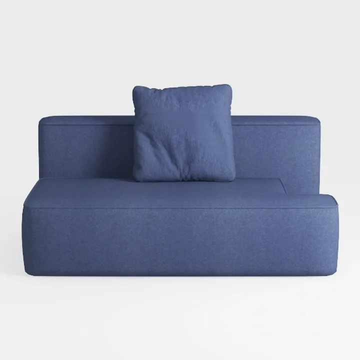 Minimalist Navy Blue Fabric Loveseat Sofa with Throw Pillow 3D Model