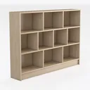 Minimalist Solid Oak Wood Bookshelf Open Storage 3D Model Right 45 Degree View
