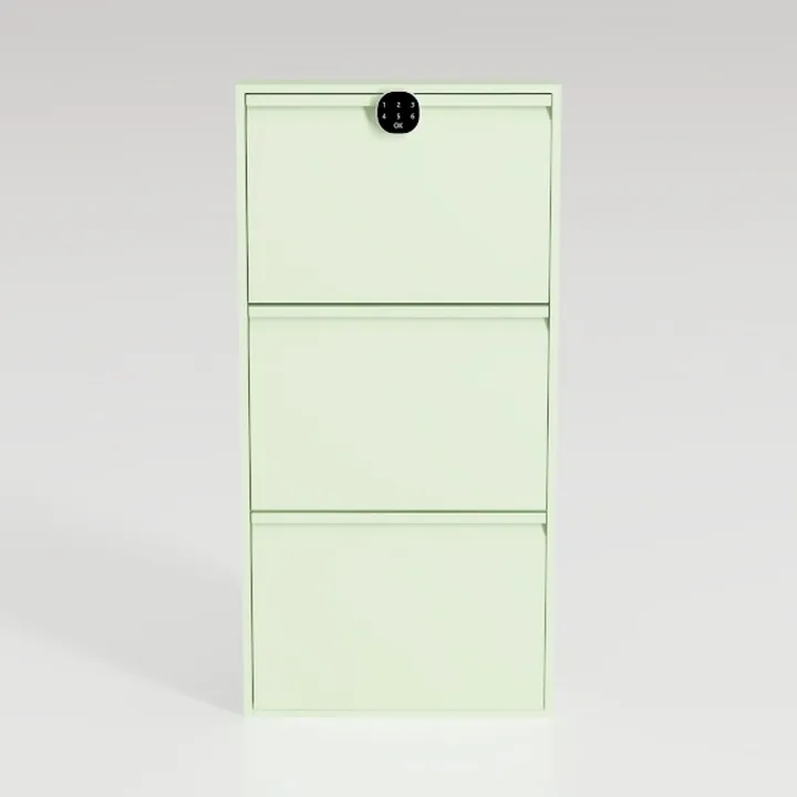 Minimalist Mint Green Metal 3 Drawer Filing Cabinet 3D Model