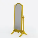 Vintage Brass Freestanding Full Length Floor Mirror 3D Model Left 45 Degree View
