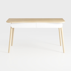 Minimalist Solid Oak White Two Drawer Office Desk 3D Model
