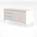Minimalist White Solid Wood Sideboard Storage Cabinet 3D Model Left 45 Degree View