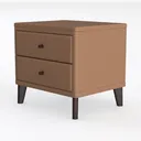 Minimalist Leather Two Drawer Nightstand 3D Model Left 45 Degree View