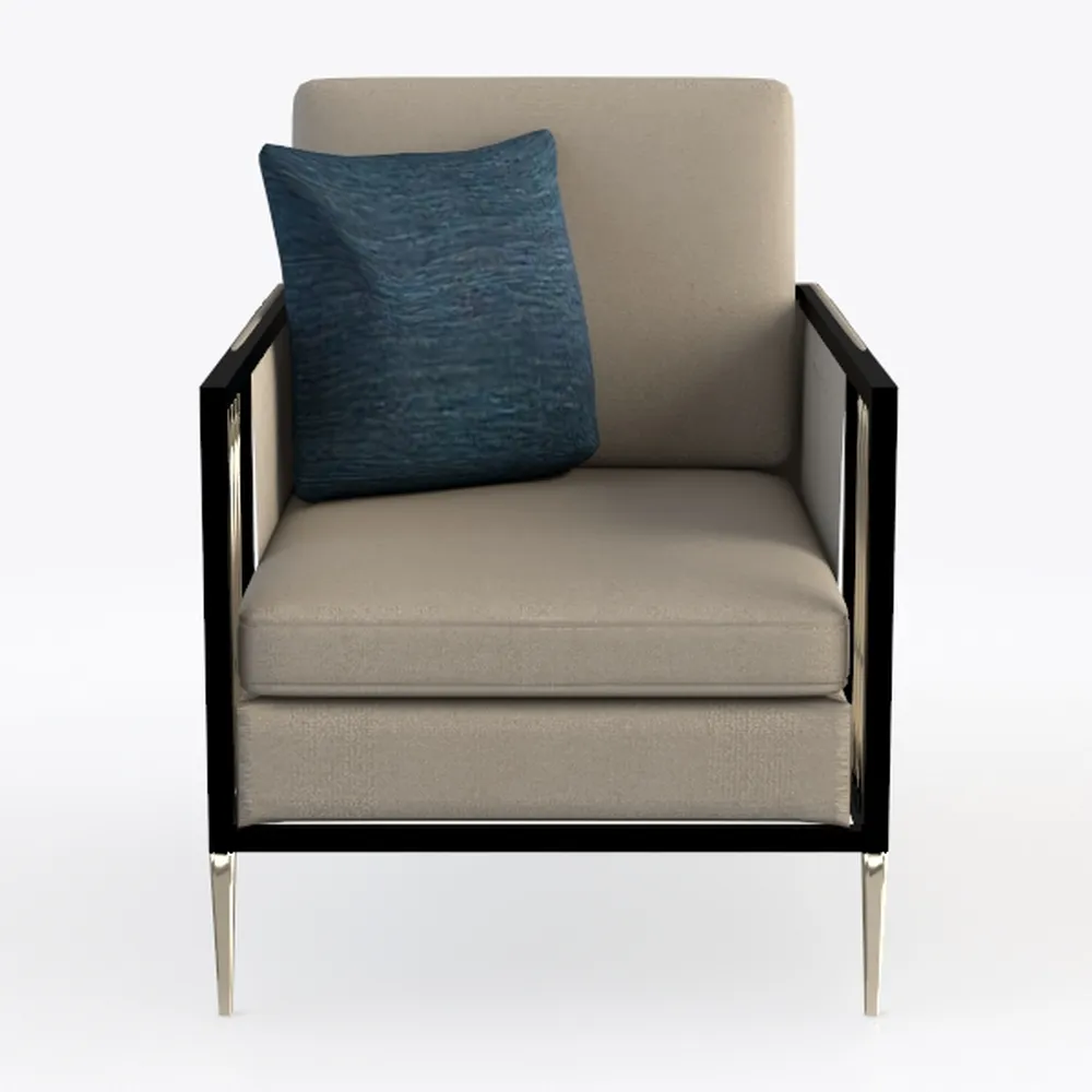 OFCASA Single Sofa Chair Beige Faux Leather Uphols