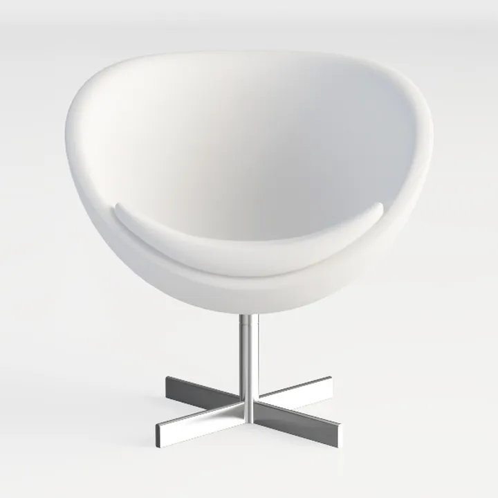 Minimalist White Fabric Swivel Bucket Chair 3D Model