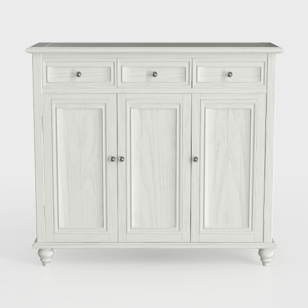 Maupvit White Buffet Storage Cabinet with 3 Drawer