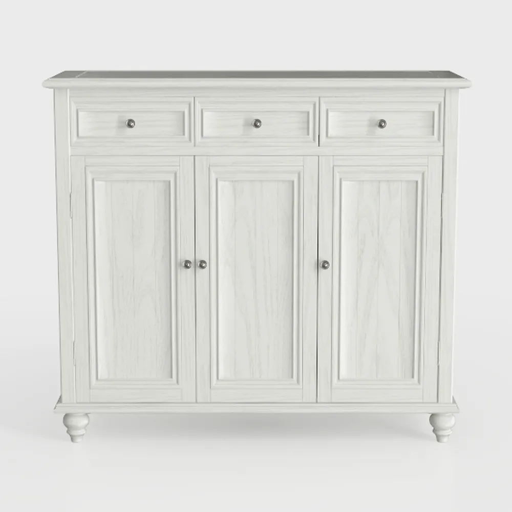 Maupvit White Buffet Storage Cabinet with 3 Drawer