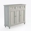 Maupvit White Buffet Storage Cabinet with 3 Drawer Right 45 Degree View