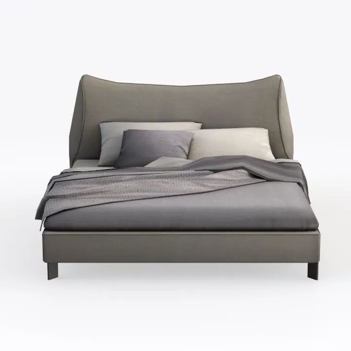 Minimalist Fabric Upholstered King Size Bed 3D Model