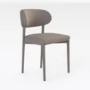 Minimalist Neutral Fabric Dining Chair 3D Model Right 45 Degree View