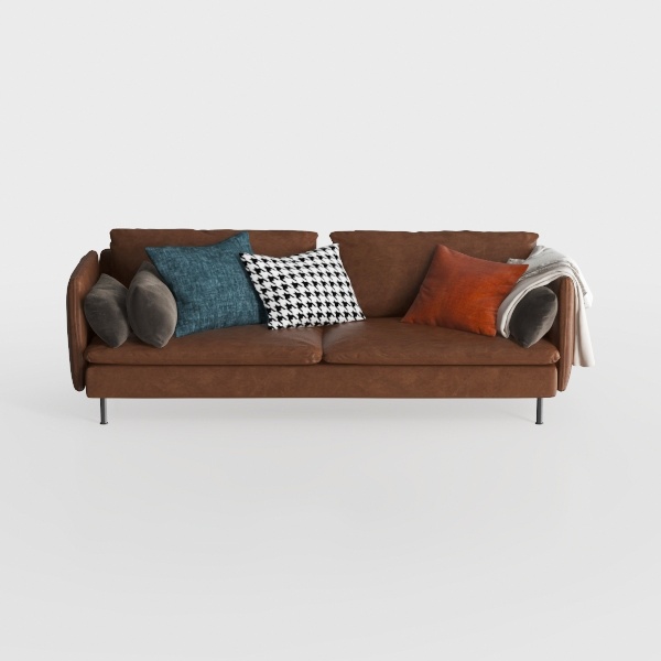 Valencia Jasper 85&quot; Cognac Tan Brown 3 Seater Full