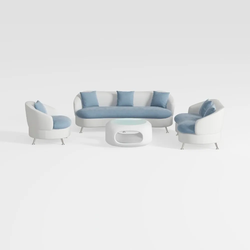 Prairie 6-Piece Plastic Lounge Sofa Set in White/S