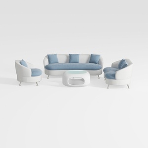 Prairie 6-Piece Plastic Lounge Sofa Set in White/S