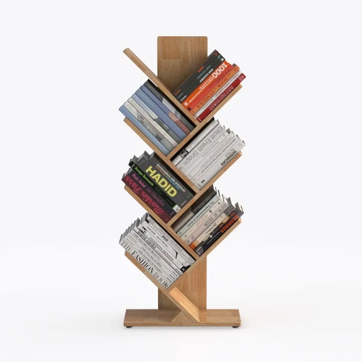 Minimalist Solid Wood Tree Shape Bookshelf 3D Model