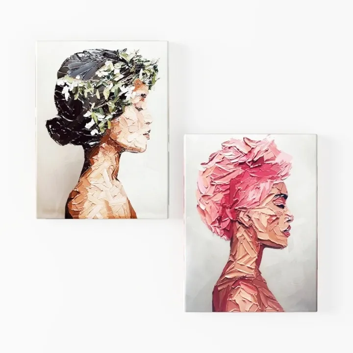 Minimalist Modern Female Portrait Canvas Wall Art 3D Model