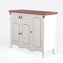 Vintage Solid Wood White Storage Cabinet 3D Model Left 45 Degree View