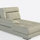 Minimalist Beige Fabric Chaise Lounge 3D Model Right 45 Degree View