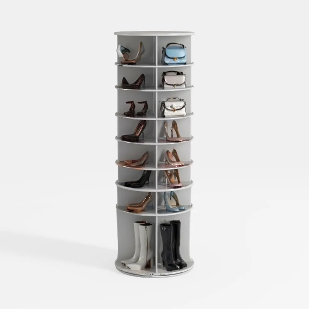 7 Tier Rotating Shoe Rack, High Bottom Design Rota