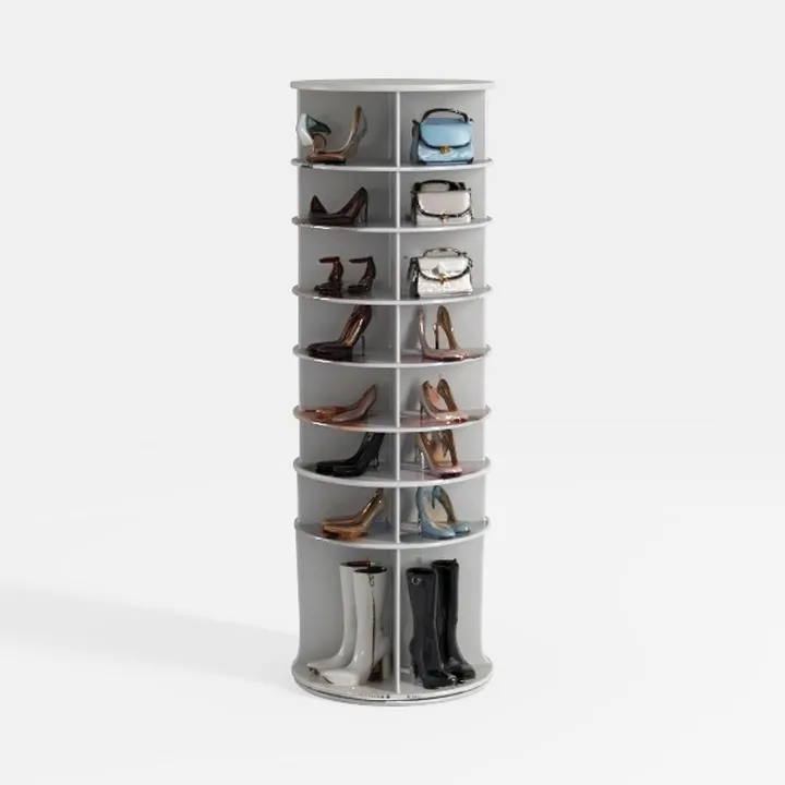 7 Tier Rotating Shoe Rack, High Bottom Design Rota