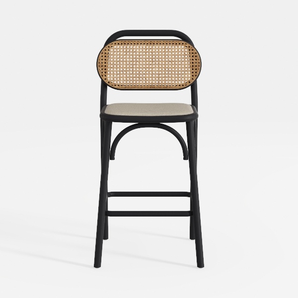 Versailles 25.98 in. Black and Natural Cane Ash Wo